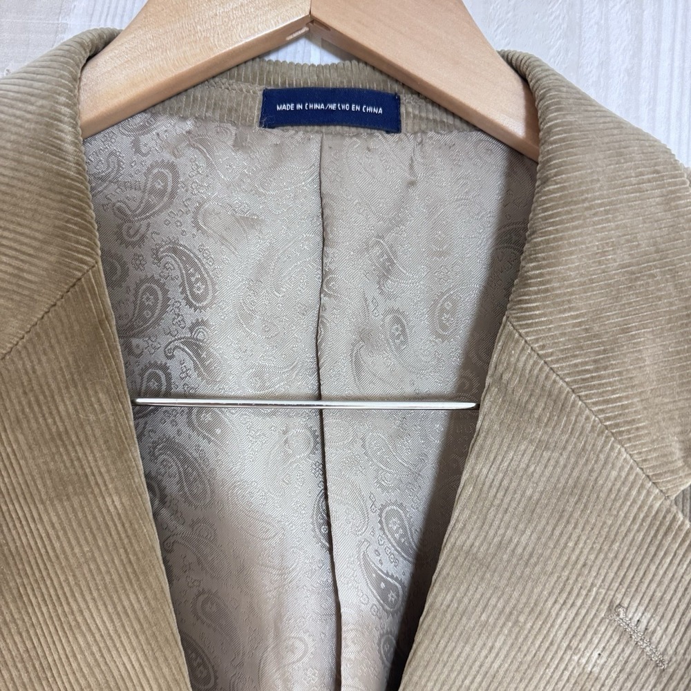 VTG Stafford 44R Men's Blazer Jacket Tan Classic Fit Sport Coat Corduroy Cotton - Picture 4 of 11